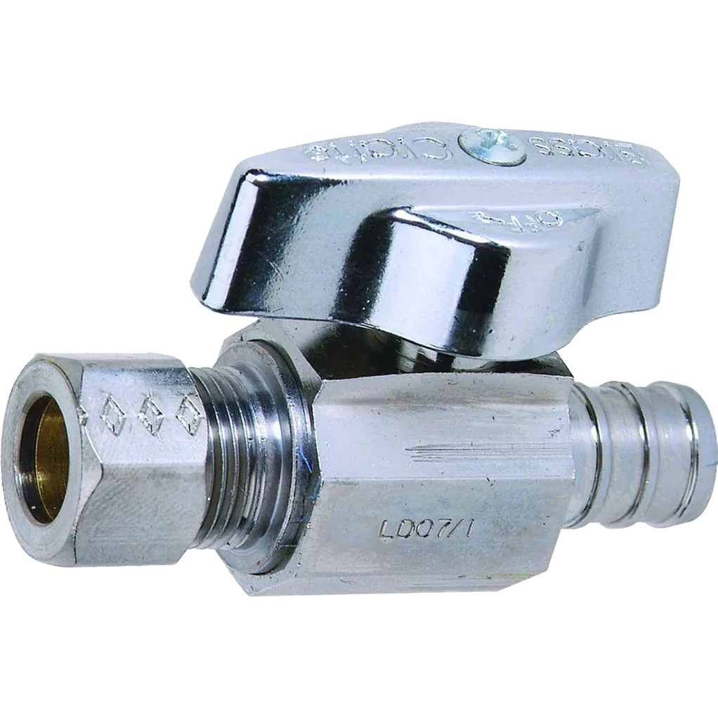 Chrome Plated Pex Ball Valves - Straight, Pex x Comp.
