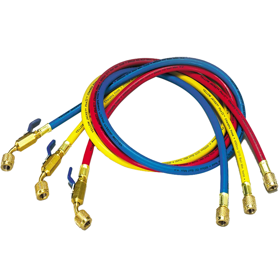 YELLOW JACKET YELLOW JACKET PLUS II 1/4" Charging Hoses With Ball Valve - 3 Pack