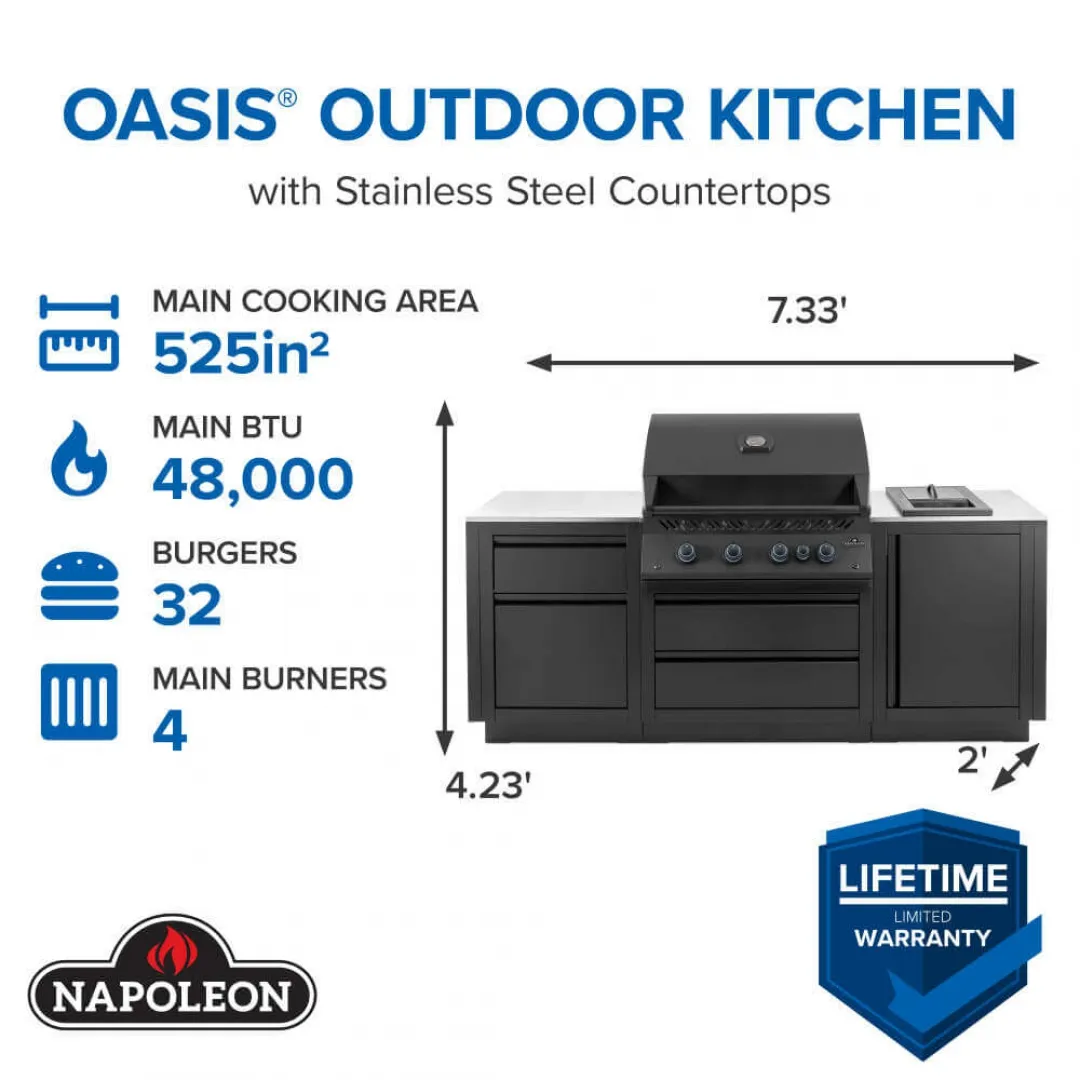 NAPOLEON Napoleon OASIS 001 Kitchen Set (Grill + Bott. & Side Cabinets+ SS Countertops)